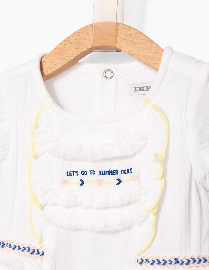 Robe blanc optique à broderies bébé fille - IKKS