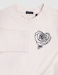 Camiseta beige bordado rosa volantes tul niña-2