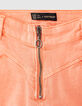 Short en jean corail fluo zippé à taille haute fille -2