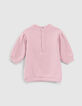 Robe sweat rose poudré éclair embossé bébé fille-3