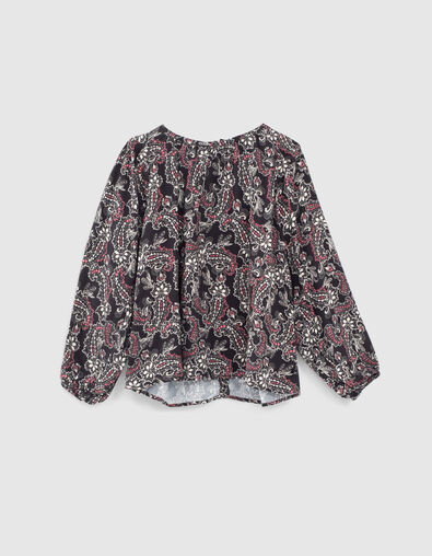 Blusa negra estampado cachemira niña - IKKS