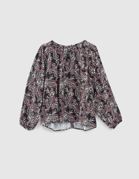 Zwarte blouse kasjmierprint meisjes