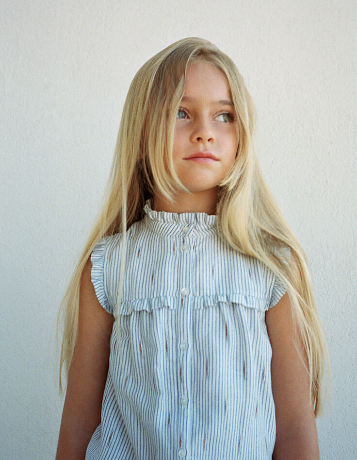 Blusa navy de rayas con volantes niña-1 Blusa navy de rayas con volantes niña-1