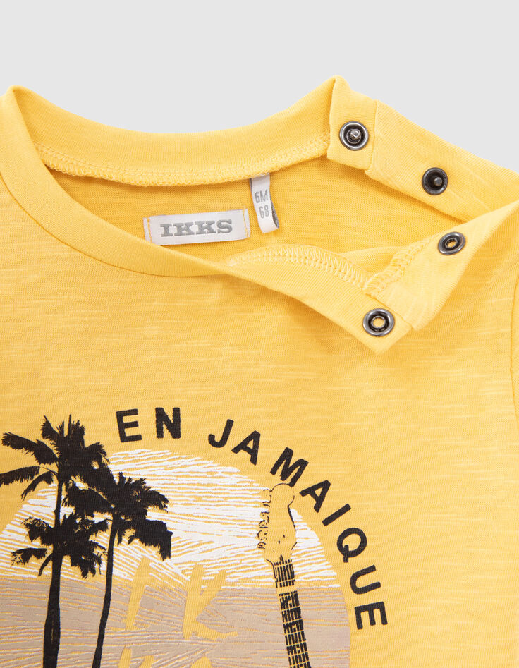 T-shirt jaune visuels palmiers guitare bébé garçon-5