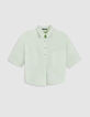 Top chemisier vert cropped Femme-5