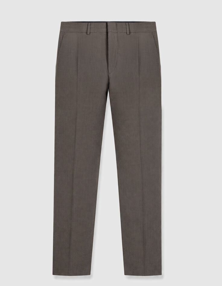 Pantalon de costume marron motif pied-de-puce Homme-1