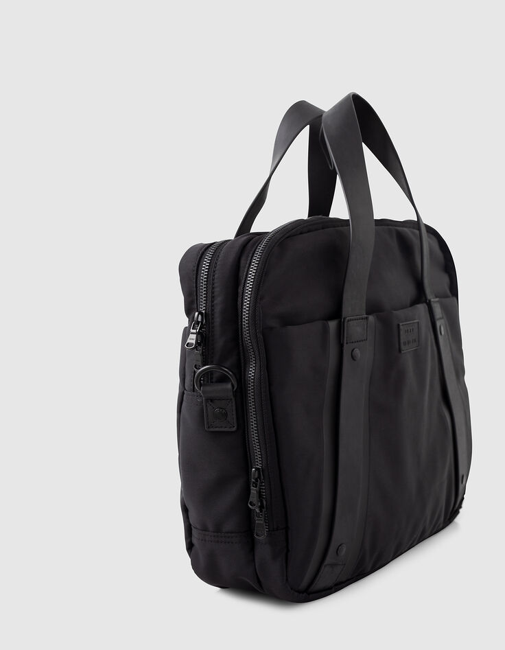 Sac noir en nylon cuir homme-2