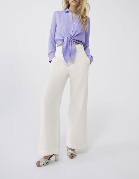 Pantalon large blanc avec ceinture amovible Femme