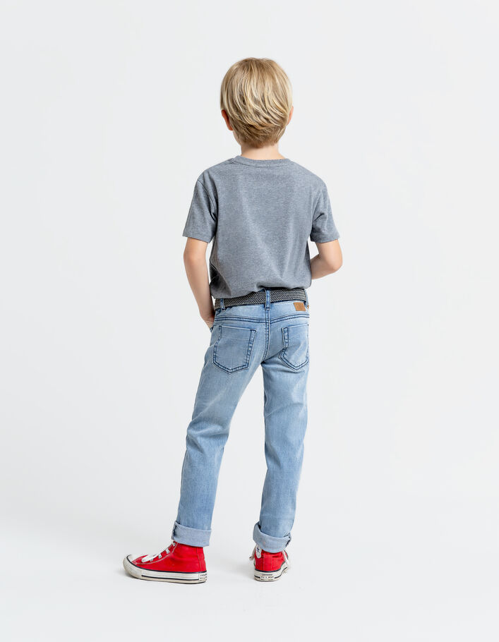 Boys' blue slim jeans with woven belt IKKS