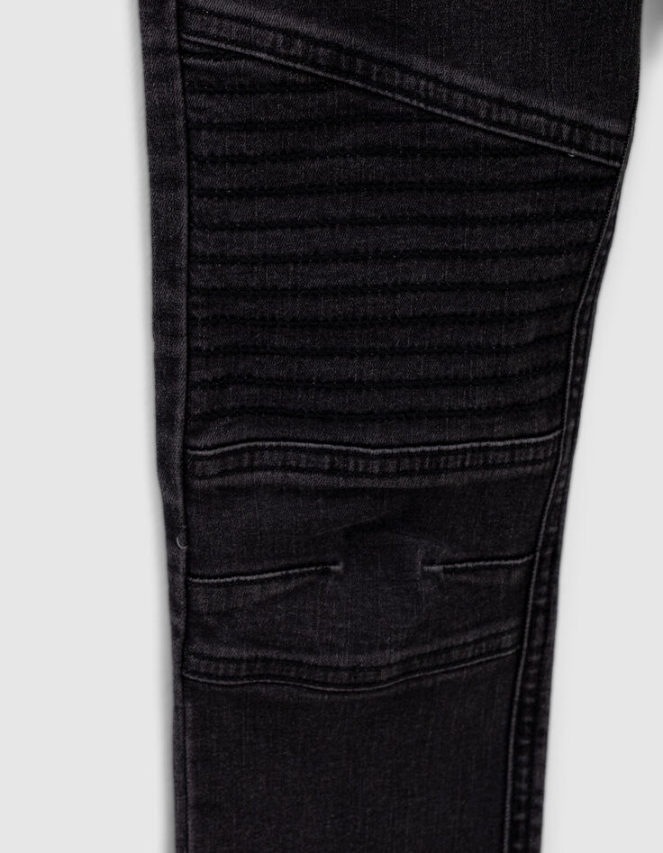 Boys’ black super-resistant biker-style slim jeans-4