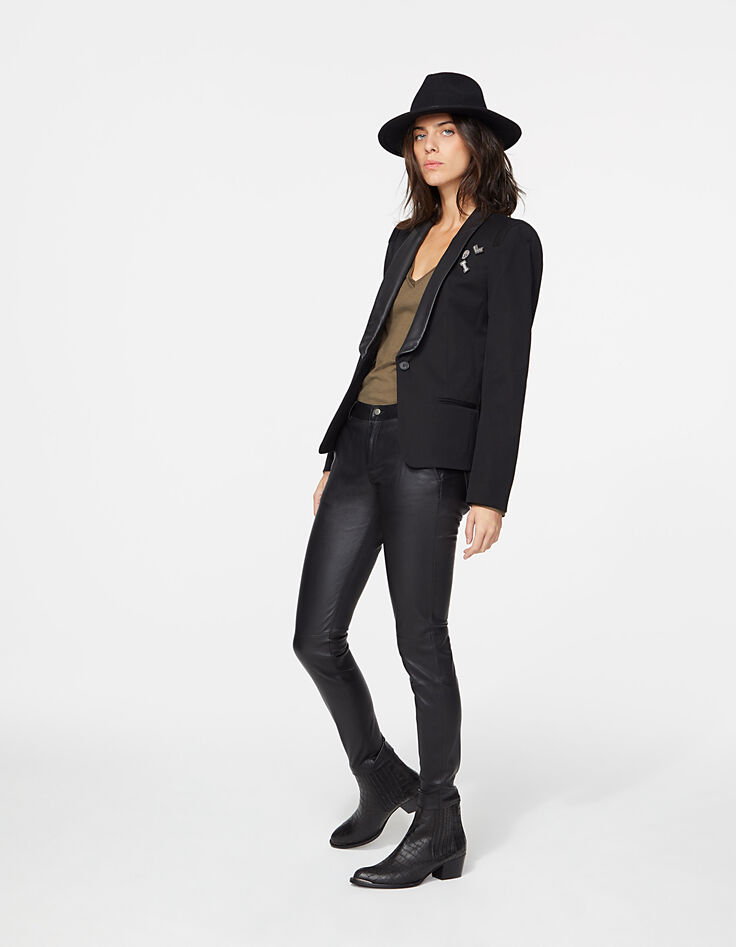 Women’s khaki embroidered shoulder long-sleeve T-shirt-6