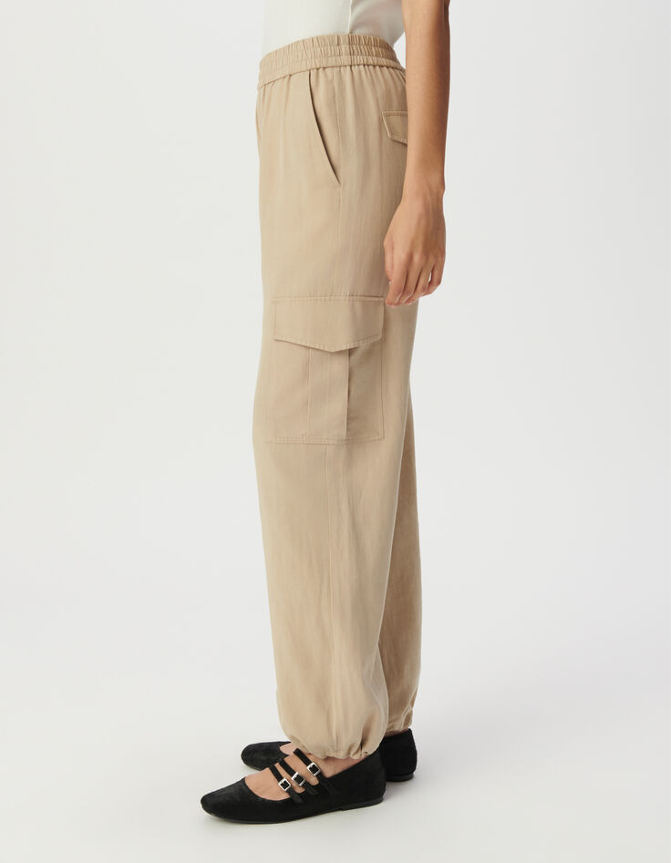 Pantalon jogging fluide beige esprit battle Femme-4