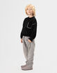 Pull noir tricot poche poitrine garçon-3