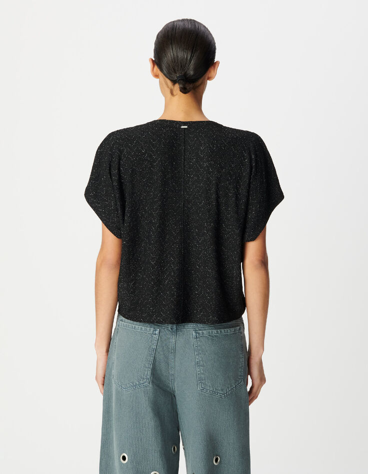 Schwarzes T-Shirt f&uuml;r Damen in lockerer Passform-4