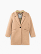 Manteau beige clair à capuche noire amovible fille-2