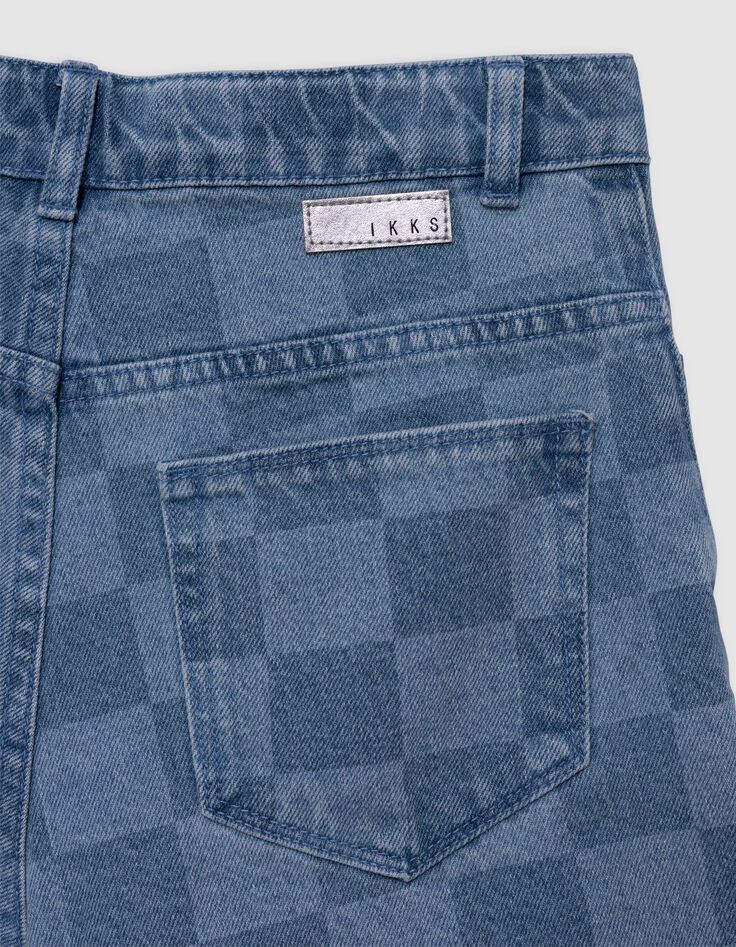 Shorts vaqueros azul damero niña-7
