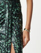 Women's metallic camouflage print green skirt-6