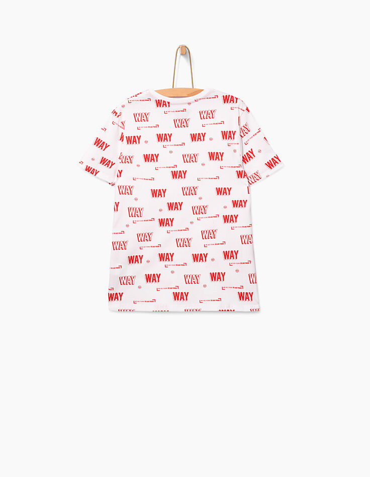 Wit T-shirt met rode WAY print voor jongens -3