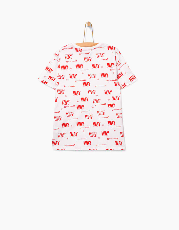 Wit T-shirt met rode WAY print voor jongens  - IKKS