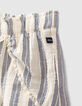 Cremeweiße Shorts mit blauen Streifen für Babymädchen-4