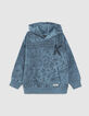 Sweat bleu fonc&eacute; imprim&eacute; Bandana &agrave; capuche gar&ccedil;on -1