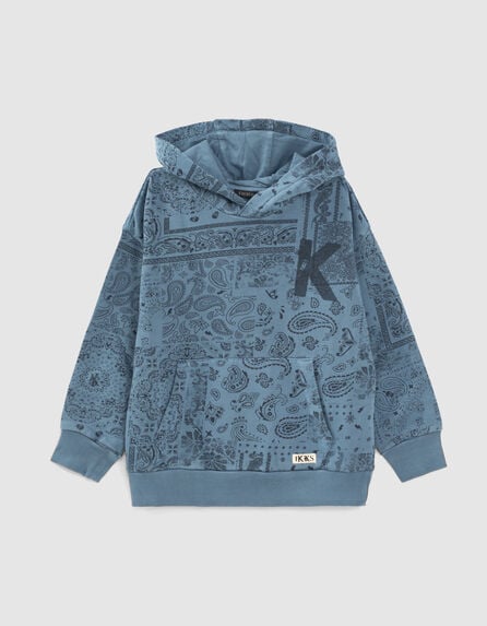 Boys’ dark blue Bandana print hoodie