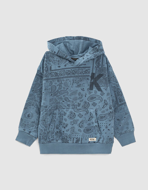 Boys’ dark blue Bandana print hoodie - IKKS