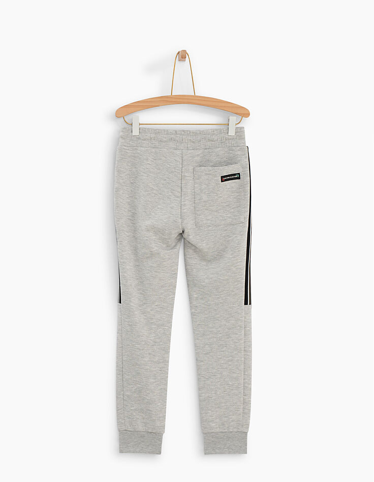 Pantalon molleton gris à bandes latérales garçon-4