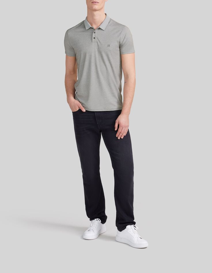 Polo caqui jaspeado bimaterial hombre-2