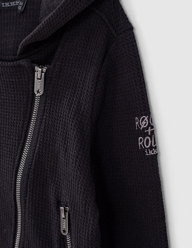 Zwart vest honingraattricot bikerstijl meisjes -2
