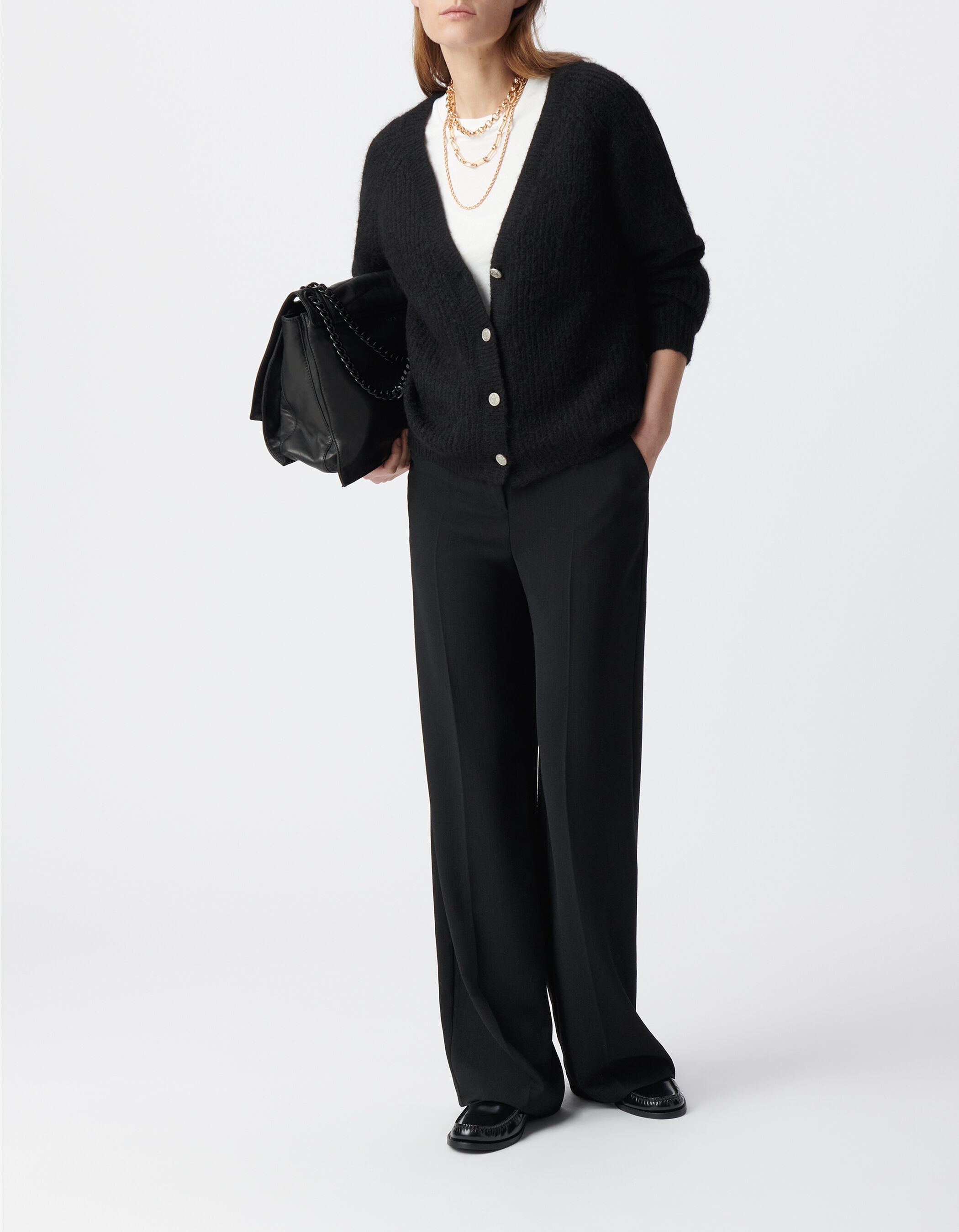 Women's black oversized knit cardigan IKKS