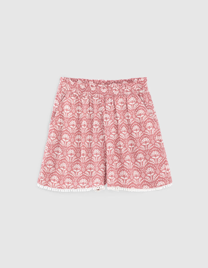 Girls’ rosewood batik print Ecovero® shorts-1