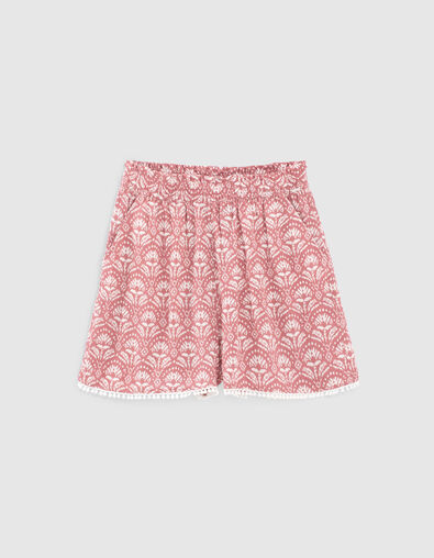Girls’ rosewood batik print Ecovero® shorts - IKKS