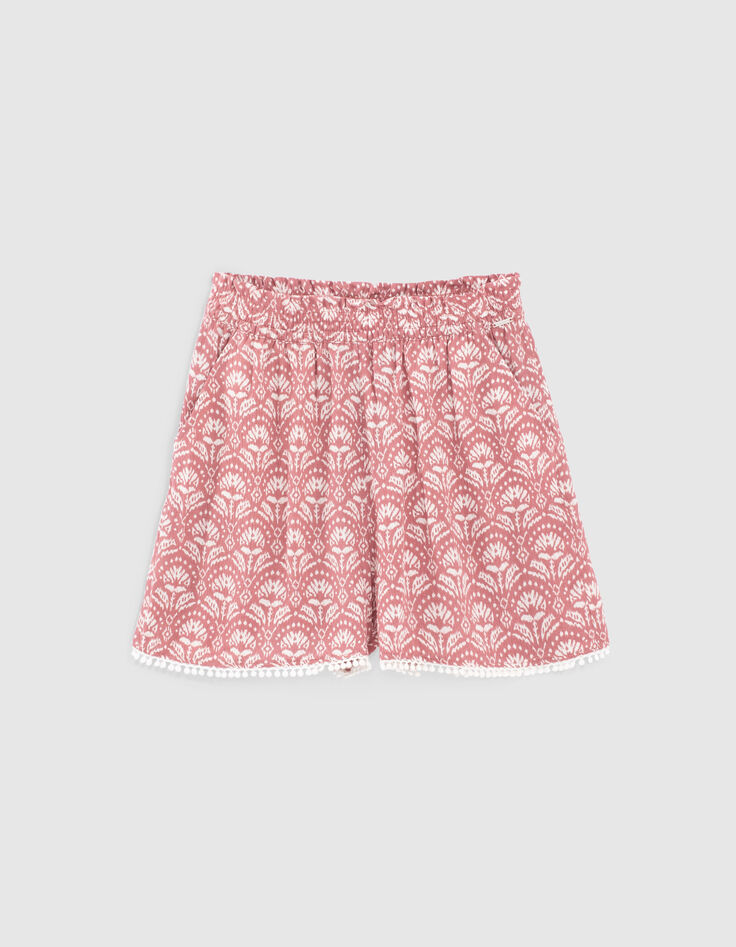 Oudroze short Ecovero® batikprint meisjes-1 Oudroze short Ecovero® batikprint meisjes-1
