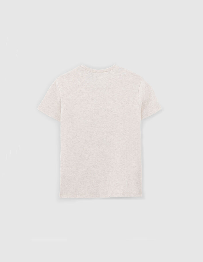 Boys’ beige marl T-shirt with embroidered polo image - IKKS