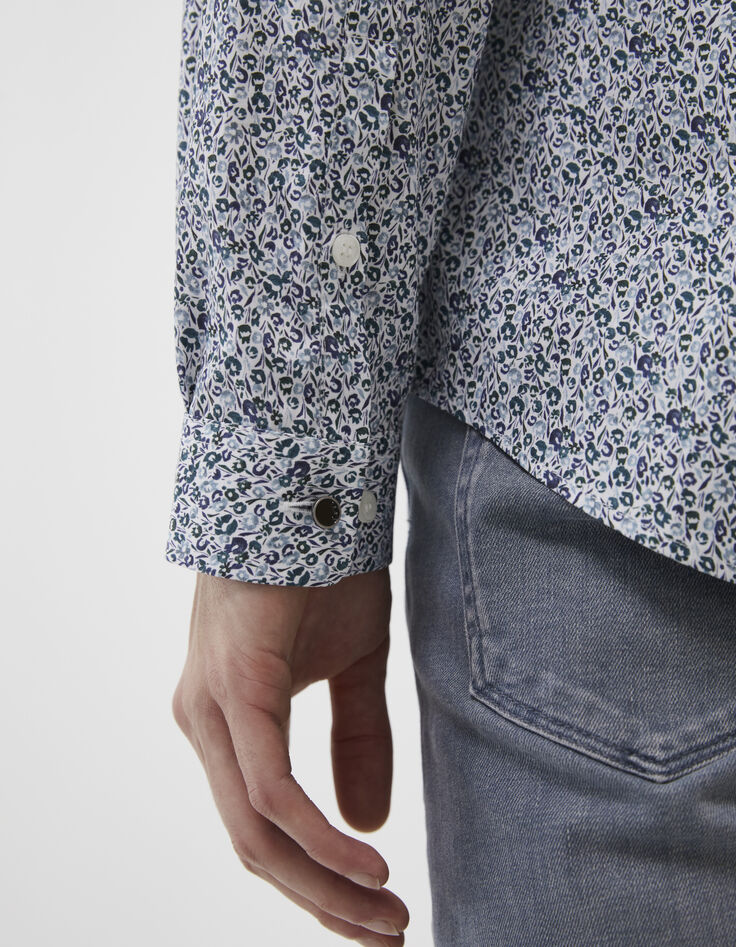 Men&rsquo;s aqua floral print SLIM shirt-5