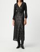 Women's black sequin-embroidered wrap dress-1
