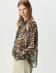 Blouse lavallière noire imprimé zébra Femme-3