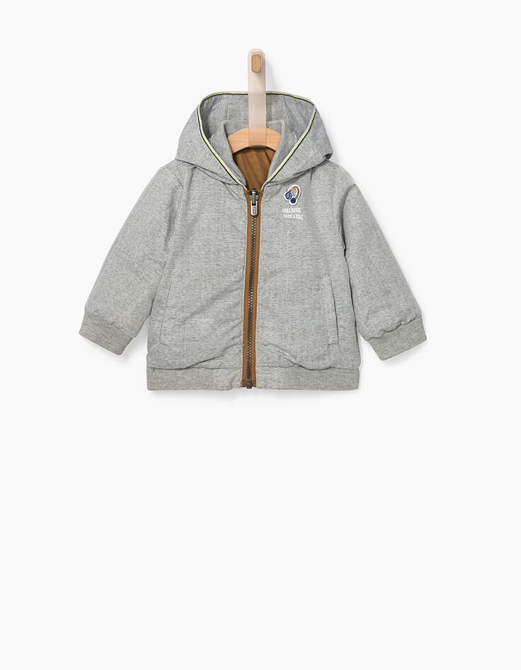 Blouson réversible camel et gris bébé garçon -5 Blouson réversible camel et gris bébé garçon -5