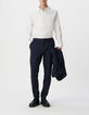 Marineblaue SLIM-Herrenanzughose, Milano-Strick-1