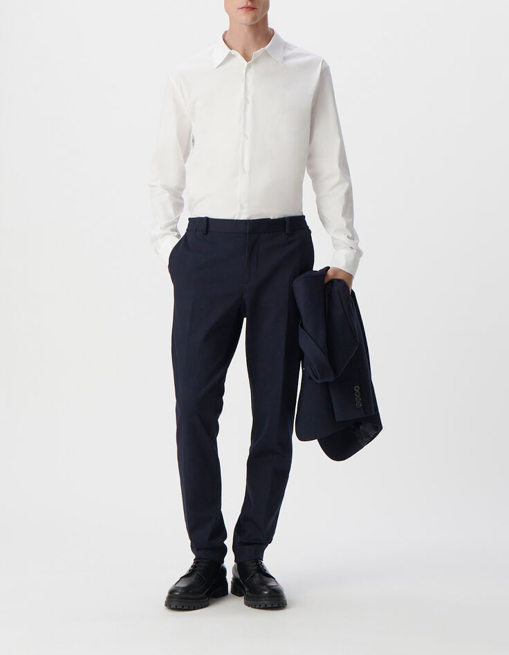 Marineblaue SLIM-Herrenanzughose, Milano-Strick-1