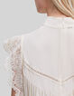 Kalkbeige top LENZING™ ECOVERO™ guipurekant Dames-5