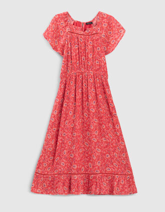 Vestido largo rojo Ecovero™ estampado cachemira niña