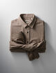 Men’s beige organic cotton check regular shirt-1