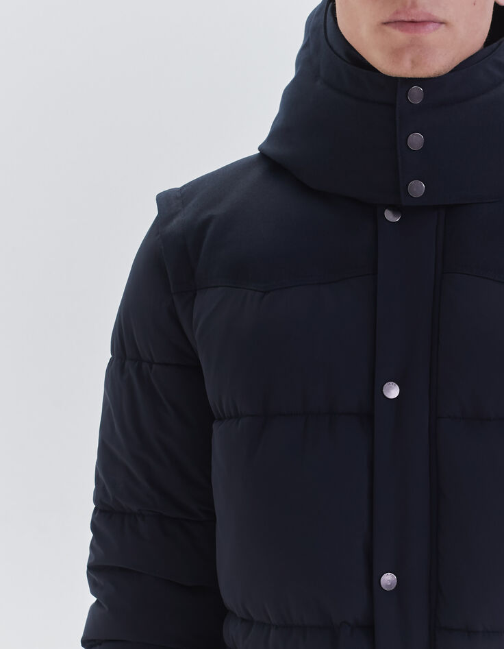 Pufferjas dark navy afneembare kap en mouwen Heren-4
