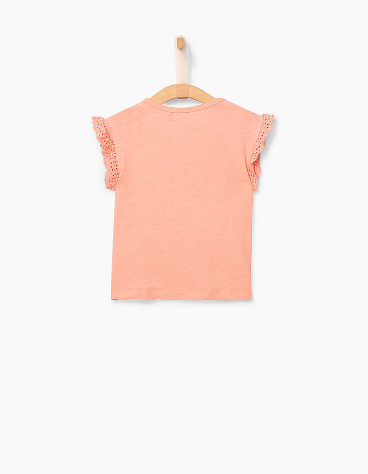 Camiseta melocotón Sunset bordado palmeras niña-4 Camiseta melocotón Sunset bordado palmeras niña-4
