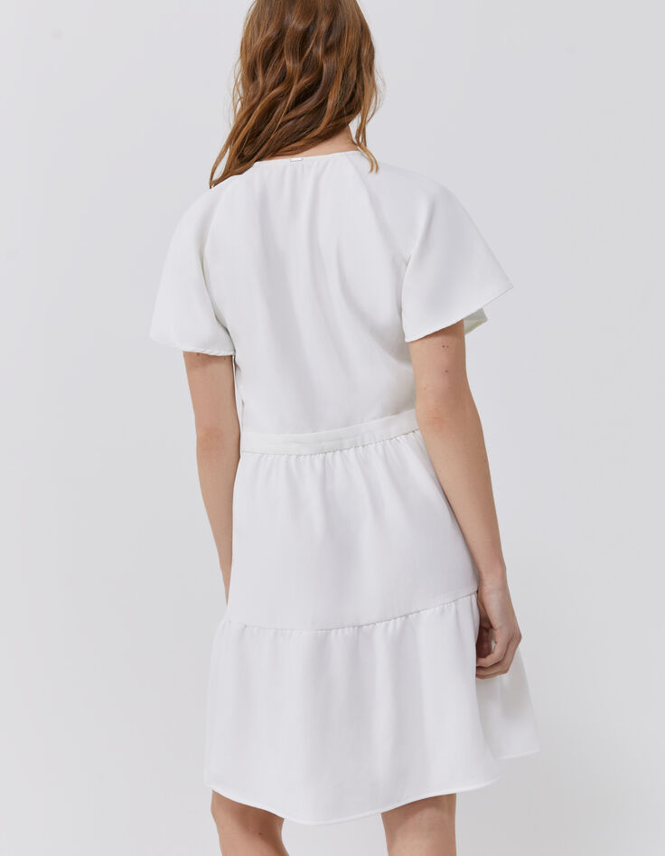 Robe écrue encolure V boutonnée devant Femme-3