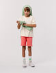 LOOSE red knitted Bermuda shorts for boy-1