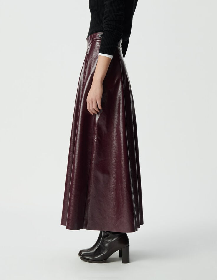 Jupe longue bordeaux vinyle Femme-4 Jupe longue bordeaux vinyle Femme-4