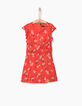 Robe orange foncé imprimé fleurs fille-3